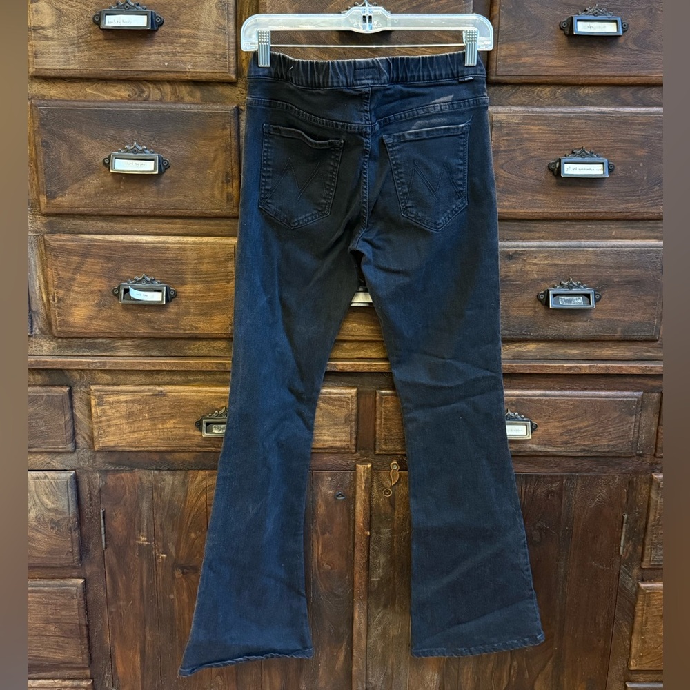 MOTHER Black Elastic Waist Pull On Flare Jeans - Picture 3 of 6
